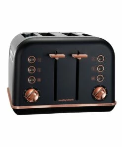 Cheap 🎁 Morphy Richards Accents 4 Slice Toaster Rose Gold Black 242107 ⌛