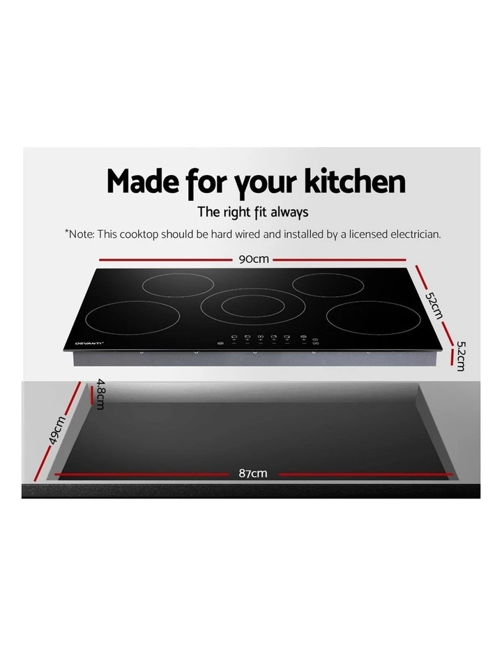 Best Pirce π― Devanti 90cm Ceramic Cooktop Electric Cook Top 5 Burner Stove Hob Touch Control 6-Zones π 2 Best Pirce π― Devanti 90cm Ceramic Cooktop Electric Cook Top 5 Burner Stove Hob Touch Control 6-Zones π - Image 2