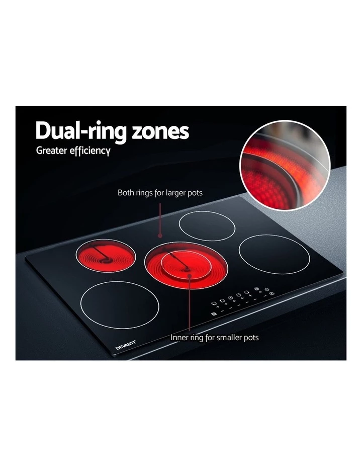 Best Pirce π― Devanti 90cm Ceramic Cooktop Electric Cook Top 5 Burner Stove Hob Touch Control 6-Zones π 4 Best Pirce π― Devanti 90cm Ceramic Cooktop Electric Cook Top 5 Burner Stove Hob Touch Control 6-Zones π - Image 4