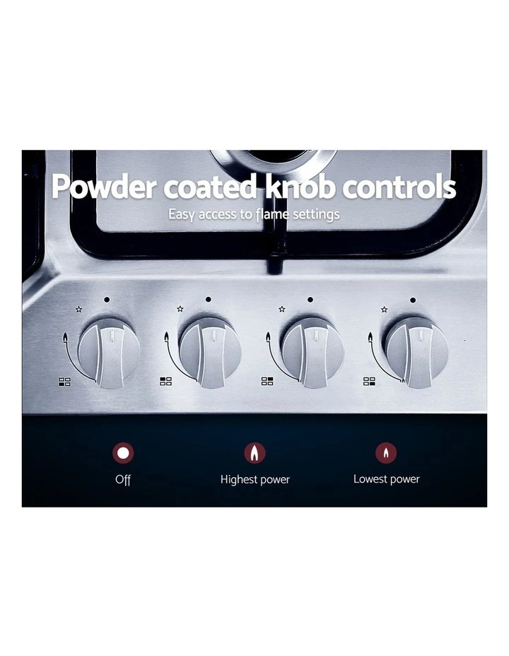 Hot Sale π Devanti Gas Cooktop 60cm Gas Stove Cooker 4 Burner Cook Top Konbs NG LPG Steel π 4 Hot Sale π Devanti Gas Cooktop 60cm Gas Stove Cooker 4 Burner Cook Top Konbs NG LPG Steel π - Image 4