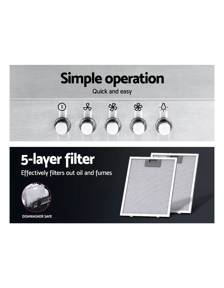 Best Sale π Devanti Range Hood 60cm 600mm Kitchen Canopy Stainless Steel Rangehood Wall Mount π 5 Best Sale π Devanti Range Hood 60cm 600mm Kitchen Canopy Stainless Steel Rangehood Wall Mount π - Image 5