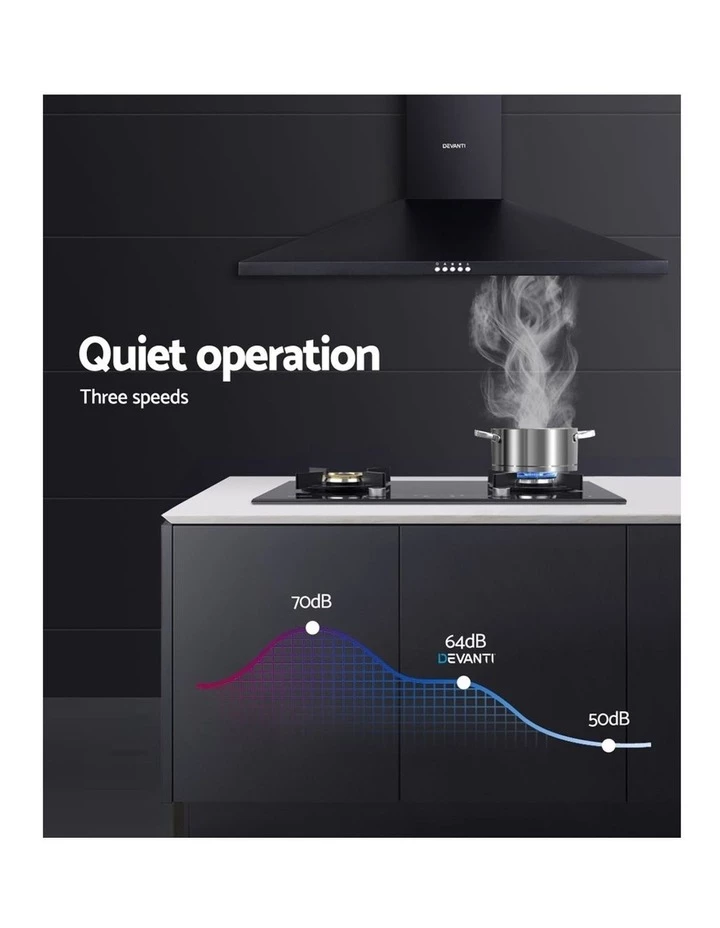 Best Pirce β€οΈ Devanti Range Hood Rangehood 90cm 900mm Kitchen Canopy LED Light Wall Mount Black π 6 Best Pirce β€οΈ Devanti Range Hood Rangehood 90cm 900mm Kitchen Canopy LED Light Wall Mount Black π - Image 6