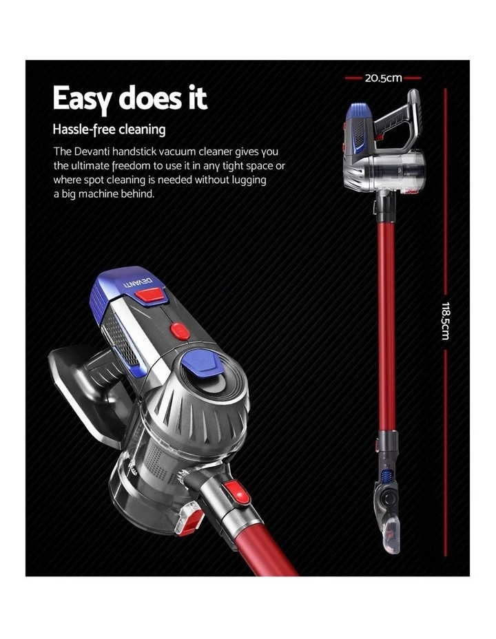 Coupon π Devanti Handheld Vacuum Cleaner Cordless Stick Handstick Vac Bagless 2-Speed Headlight Red π 2 Coupon π Devanti Handheld Vacuum Cleaner Cordless Stick Handstick Vac Bagless 2-Speed Headlight Red π - Image 2