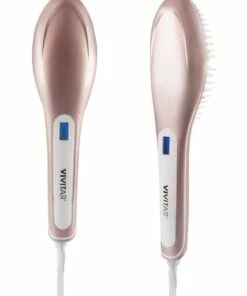 Promo 😀 Vivitar Ceramic Hair Straightening Brush/Comb Straightener Temp Control Rose ❤️ -Appliances Sales Store 852350140 4 720x928