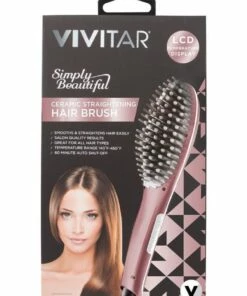 Promo 😀 Vivitar Ceramic Hair Straightening Brush/Comb Straightener Temp Control Rose ❤️ -Appliances Sales Store 852350140 5 720x928