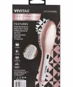 Promo 😀 Vivitar Ceramic Hair Straightening Brush/Comb Straightener Temp Control Rose ❤️ -Appliances Sales Store 852350140 6 720x928