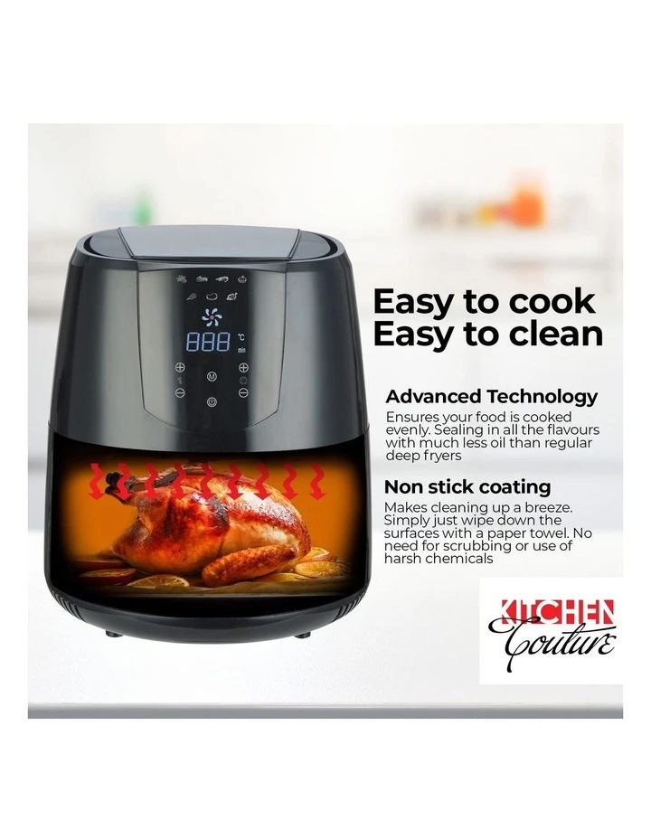 Buy π Kitchen Couture 4.2 Litre Air Fryer Digital Display Black 1400W Healthy Cooker π 4 Buy π Kitchen Couture 4.2 Litre Air Fryer Digital Display Black 1400W Healthy Cooker π - Image 4