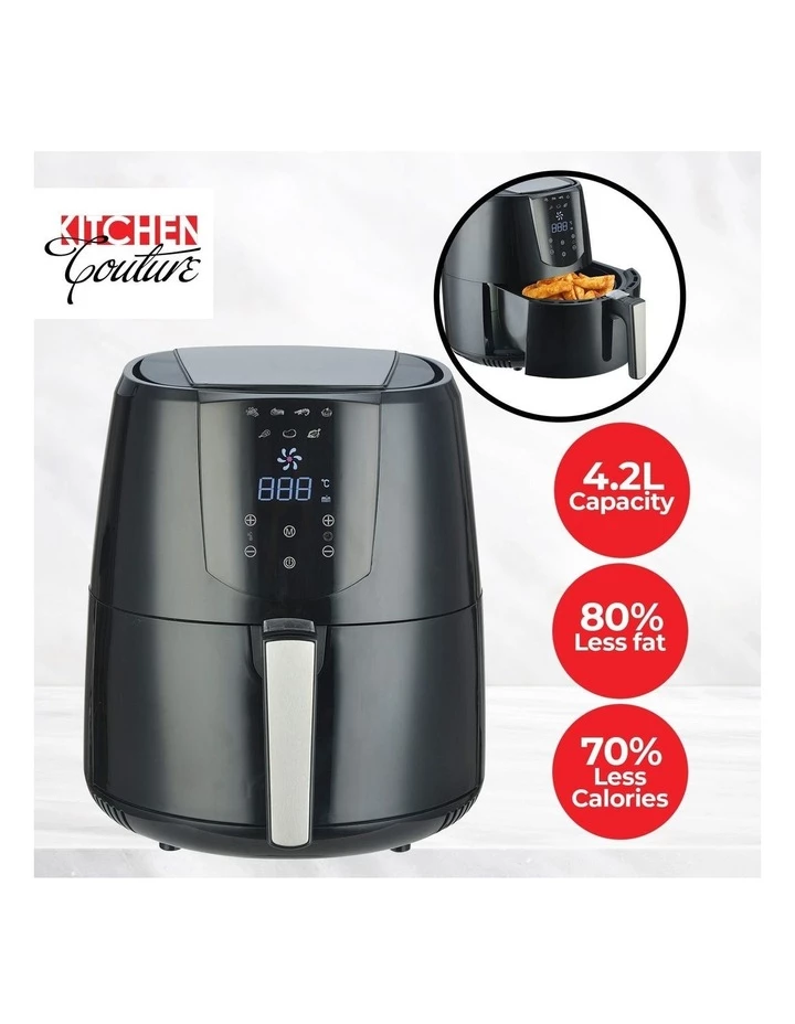 Buy π Kitchen Couture 4.2 Litre Air Fryer Digital Display Black 1400W Healthy Cooker π 6 Buy π Kitchen Couture 4.2 Litre Air Fryer Digital Display Black 1400W Healthy Cooker π - Image 6