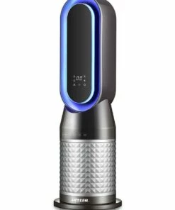 Promo 😀 HELLER Bladeless LED Portable Indoor Fan Heater w/ Remote/Timer Black 2000W 70cm ⭐