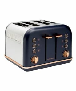 Discount 🛒 Morphy Richards Accents Rose Gold 4 Slice Toaster Midnight Blue 242041 🎉