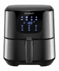 Cheapest 🔔 Devanti Air Fryer 7L LCD Fryers Oven Airfryer Stainless Steel Black 🛒