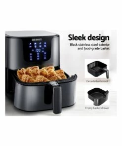 Cheapest 🔔 Devanti Air Fryer 7L LCD Fryers Oven Airfryer Stainless Steel Black 🛒 -Appliances Sales Store 888181030 7 720x928