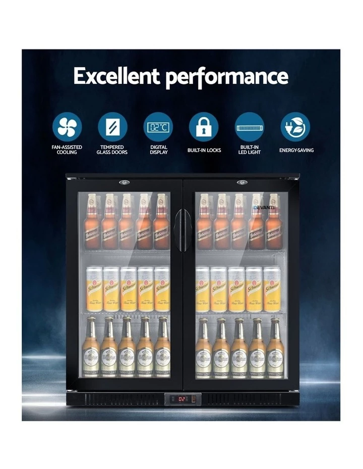 Best deal β Devanti 2 Glass Door Bar Fridge Black BF-E-198L-BK π 4 Best deal β Devanti 2 Glass Door Bar Fridge Black BF-E-198L-BK π - Image 4