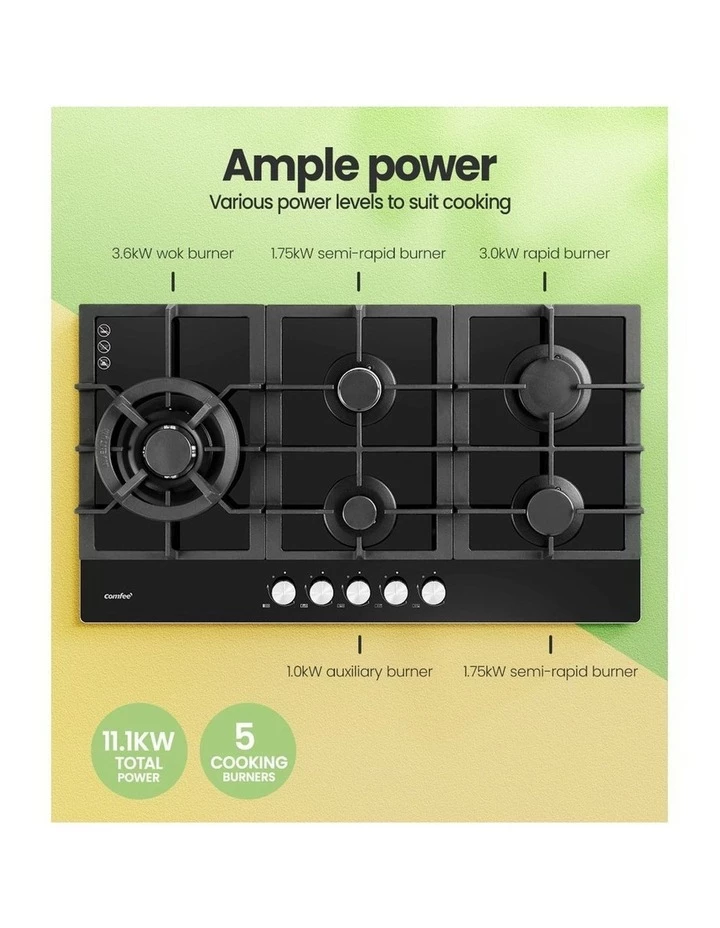 New π Comfee 5 Burner Gas Cooktop Black NG LPG CGH90095G π 5 New π Comfee 5 Burner Gas Cooktop Black NG LPG CGH90095G π - Image 5