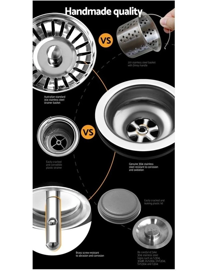 Hot Sale π₯ Cefito Stainless Steel Kitchen Sink 45X3MM Silver π 5 Hot Sale π₯ Cefito Stainless Steel Kitchen Sink 45X3MM Silver π - Image 5