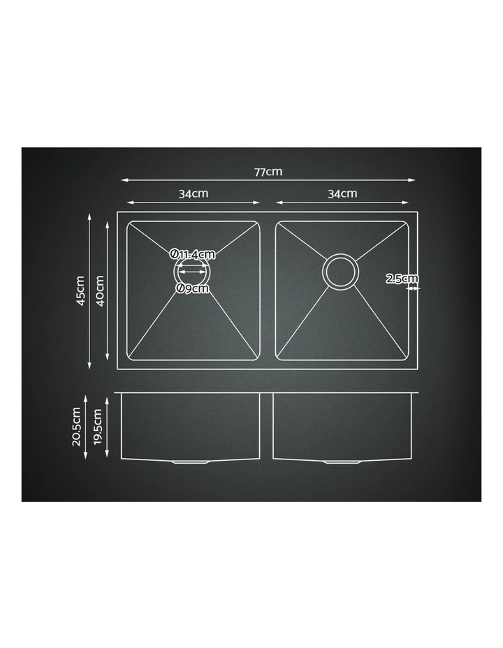 Deals π Cefito Stainless Steel Kitchen Sink 34 77x45mm Silver π 2 Deals π Cefito Stainless Steel Kitchen Sink 34 77x45mm Silver π - Image 2