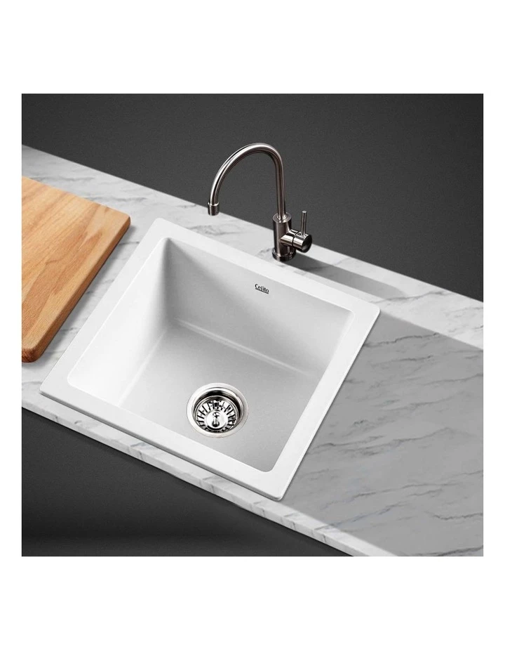 Discount π Cefito Stone Kitchen Sink 450X450MM Granite White β¨ 2 Discount π Cefito Stone Kitchen Sink 450X450MM Granite White β¨ - Image 2