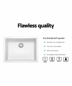 Best Pirce 🌟 Cefito Stone Kitchen Sink 61X47MM Granite White 👏 -Appliances Sales Store 888634540 3 720x928