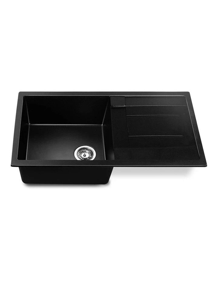 Best Sale ⭐ Cefito Stone Kitchen Sink 86X5MM Granite Black ⌛ 4 Best Sale ⭐ Cefito Stone Kitchen Sink 86X5MM Granite Black ⌛ - Image 4